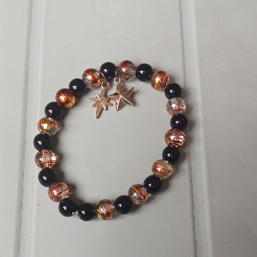 Elegant Black and Gold Beaded Bracelet